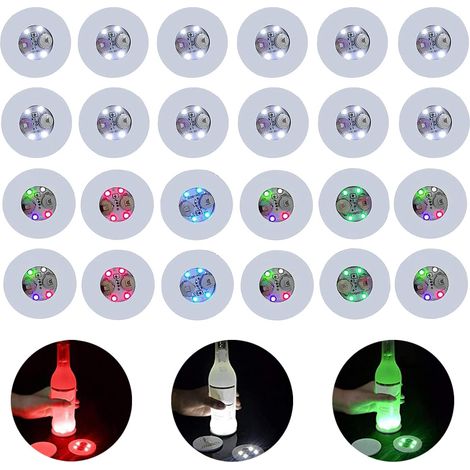 ZOLGINAH 24 Uds posavasos LED pegatinas luminosas para Bar vidrio cerveza vino bebida luz intermitente para fiesta boda (1/5)