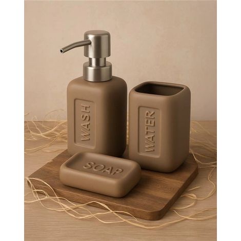 Set accessori bagno in Ceramica tortora Bingo 3 pz