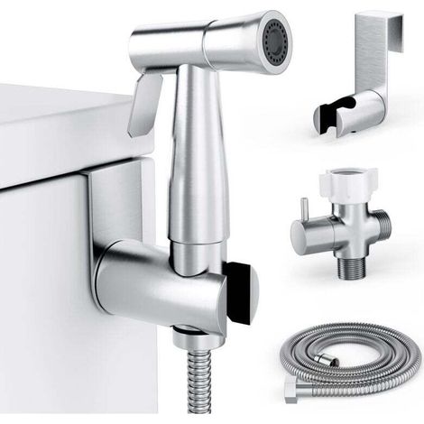 Pulvérisateur de Bidet pour toilettes, Kit de pulvérisateur à main, ensemble de pulvérisateur de couches en tissu-facile à installer-acier inoxydable (1/4)