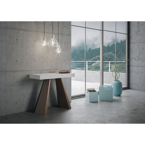 Consolle Allungabile 90-196x40x77 cm in Nobilitato Bianco (1/3)
