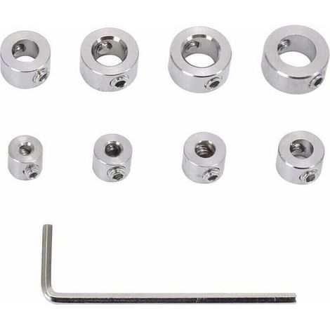 Butée de profondeur de perçage, 8 pièces en acier inoxydable, bague de butée de profondeur durable avec clé hexagonale, positionneur de foret pour forets de 3 à 10 mm