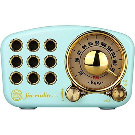 Retro Bluetooth Lautsprecher, Vintage Radio FM Radio mit Old Fashioned Classic Stil, starke Bass Verbesserung, laute Lautstärke, Bluetooth 4.2 Wireless Verbindung, TF Karte und MP3 Player (blau)