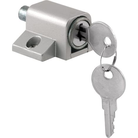Verrou de porte coulissante à enfoncer avec finition en aluminium, à clé, moulé sous pression, plaqué zinc, 4,5 cm (1/4)