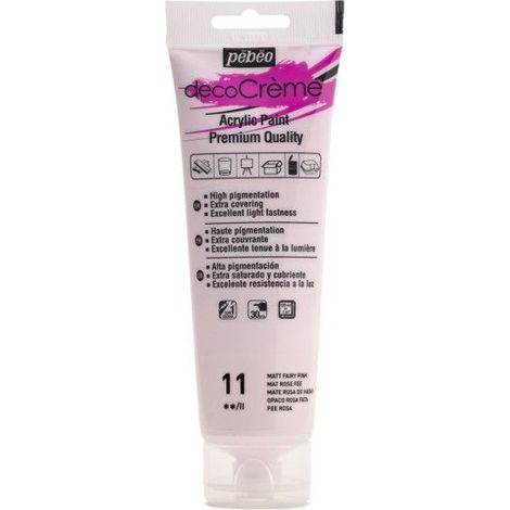 Peinture acrylique - PEBEO - DecoCrème - Rose fée - 120 ml - Finition Mat (1/2)