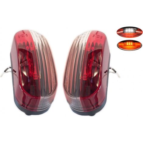 Set, 2 Stück LED-Leuchten, vertikal, zur hängenden Montage, Front- und Rückleuchte, weiß/rot, 6 Dioden, 12V E-Kennzeichnung
