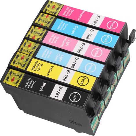 Cartouches d'encre 6 couleurs noir cyan magenta jaune cyan clair magenta clair accessoire d'impression pour R260 R280 R380 RX580 (1/5)
