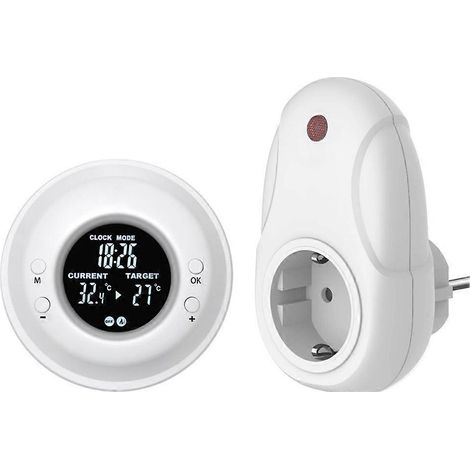Kabelloser Thermostatstecker mit Zeitschaltuhr, tragbarer Thermostatstecker für Heiz- oder Klimaanlagen, EU-Stecker (1/5)
