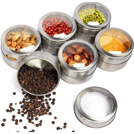 magnetische Gewürzdosen (90 ml) aus Edelstahl für Salz, Pfeffer, Grill und Küche (1/5)