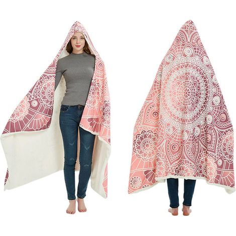 Pink Home Warm Hoodie Plush Blanket (1/3)