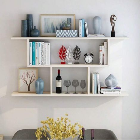 Étagère murale sans perçage, étagère créative pour étudiants, étagère murale, meuble mural suspendu pour salon, style moderne et épuré (1/3)