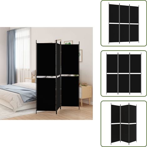 The Living Store 3-tlg. Paravent Schwarz 150x180 cm Stoff - Raumteiler (1/5)
