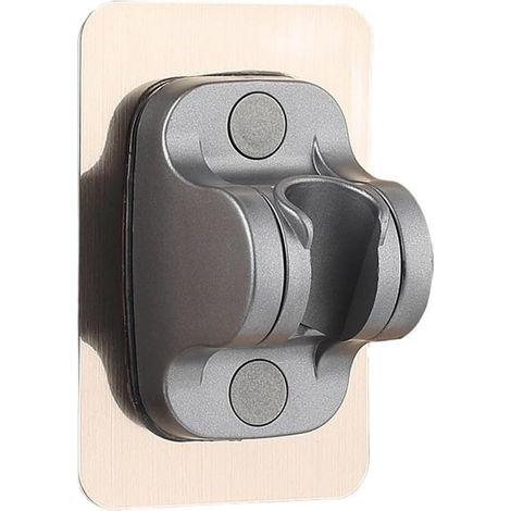 Support de pommeau de douche réglable, support en aluminium spatial épais avec siège de fixation murale perforé, compatible avec les bases de douche standard, design moderne argenté (gris) (1/5)