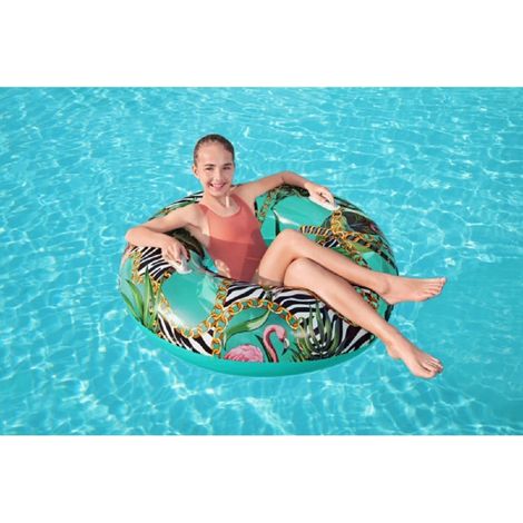 TrAdE Shop Traesio - Gonfiabile Salvagente Fantasia Floreale 114 Cm Con Maniglie Piscina Estate 36302 - (1/5)