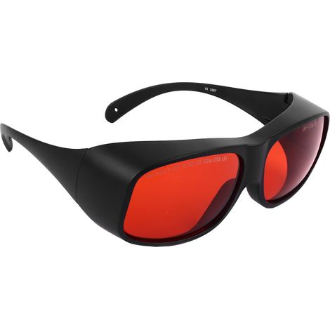 Lunettes de sécurité laser 532 nm, verres anti-laser OD5+, monture noire, verres rouges, pour salons de beauté et établissements médicaux. (1/5)