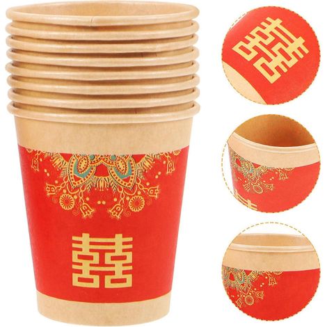 50 gobelets en papier pour la cérémonie du thé lors d'un mariage chinois (1/5)