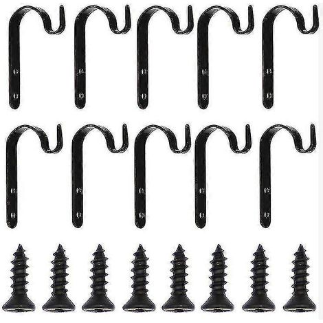 Lot de 16 crochets de suspension en fer, supports muraux noirs pour plantes et lanternes, supports incurvés pour suspendre mangeoires à oiseaux, Lante (1/5)