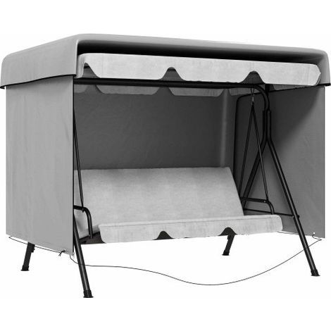 TAISHENGDA-Bâche de protection Housse de protection Mobilier de jardin Housse imperméable Protection UV Fixation supplémentaire Rectangulaire PE Gris 215 x 155 x 150 cm (1/5)