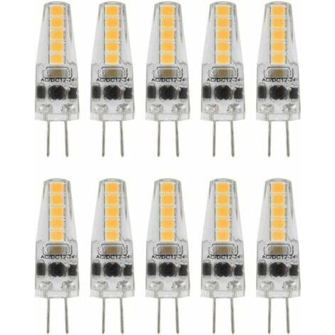 BUNTHAUS 10pcs Ampoules LED G4, 2W 3000K AC 12-24V Ampoules à Intensité Variable pour Lustre Plafonnier Lampe de Table Blanc Chaud