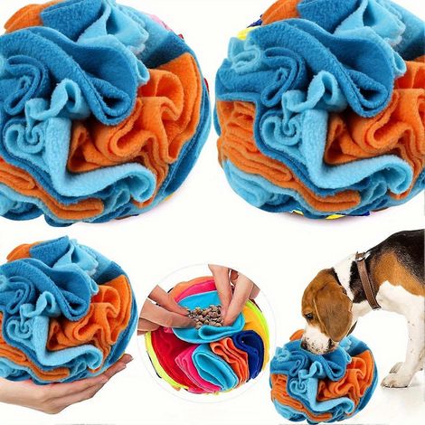 Pelota olfativa de fieltro colorida para perros, juguete interactivo de alimentación lenta para aliviar el aburrimiento. (1/5)