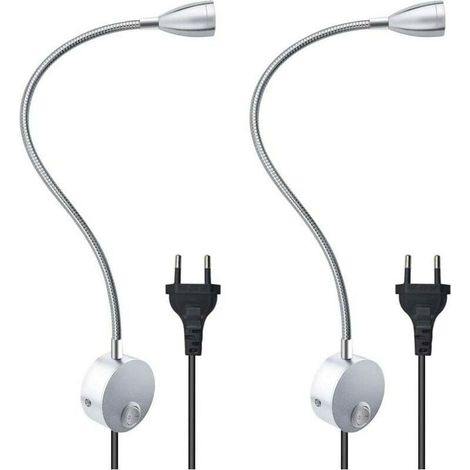 Flexible 3W Wandleselampe mit europäischem Stecker und Schalter, Wandleuchten zum Lesen, für Bücher, Nachttisch, Schlafzimmer (2 Stück, warmes Licht) (1/5)