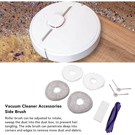 Ortviai Kit d'Accessoires pour Aspirateur Robot Narwal J3 – Brosse Centrale, 2 Brosses Latérales, Filtre, 4 Chiffons (2 blancs + 2 gris) (1/4)