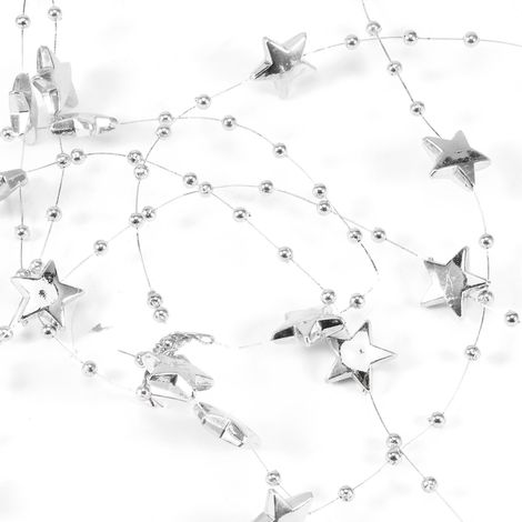 Guirlande de perles en forme d'étoile à faire soi-même, idéale pour décorer un sapin de Noël, un bouquet de mariage ou une fête (étoile argentée à cinq branches). (1/5)