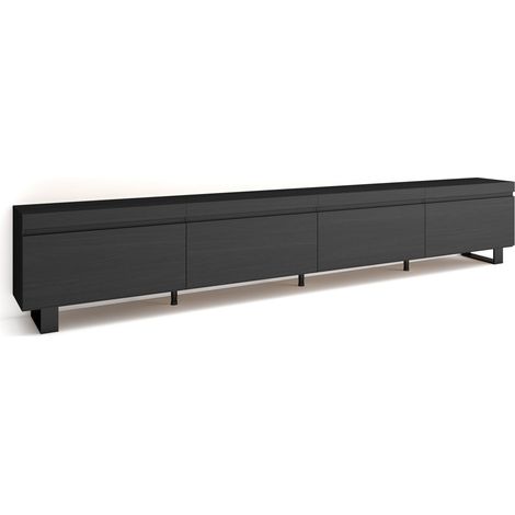 Skraut Home - Mobile TV Soggiorno, Ampio spazio a disposizione, 320x57x35 cm, TV di grande formato, Design industriale, Stile moderno, Nero