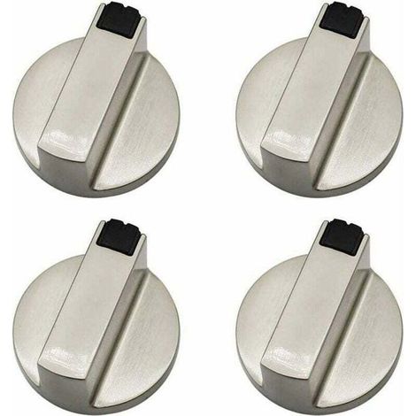 Lot de 4 boutons cuisinière à gaz, tige 6 mm, alliage de zinc, diamètre 6 mm, profondeur 22 mm, pour four et plaque de cuisson