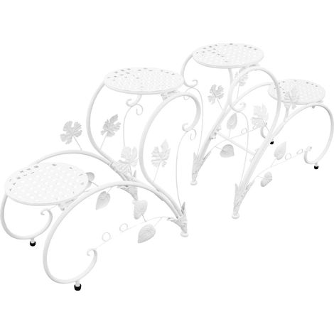 Soporte para macetas, estructura metálica, diseño vintage, blanco - 2 unidades (1/2)