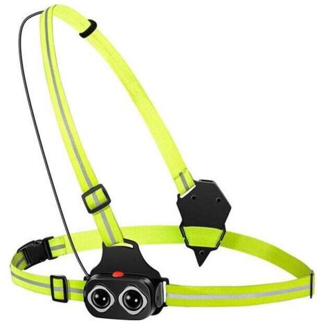 QORVA-Lampe de Course à Pied - Eclairage de Poitrine pour Course, USB Rechargeable LED Lampe de Poitrine avec 2 modes d'éclairage et Angle de Faisceau à 120° Lampe Running pour Jogging, Camping, Coure