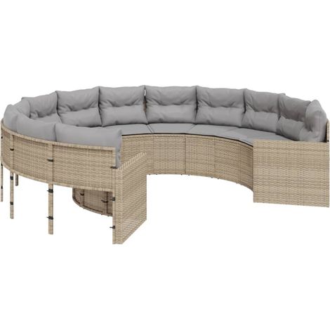 Maison Exclusive - Gartensofa mit Kissen Rund Beige Poly-Rattan