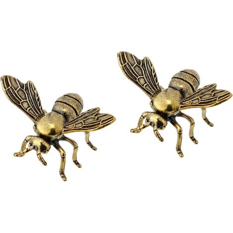 Bienen-Ornament – 1 Stück – Messing – Dekoration für drinnen und draußen – Büro, Garten, überdachter Bereich – 4,7 x 3,2 x 3 cm (1/5)