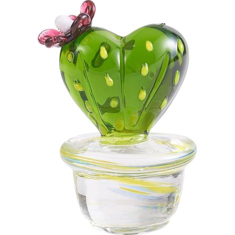 Statuetta di cactus in vetro soffiato, ornamento bonsai per casa, ufficio, decorazione per mensole, 45x29 mm