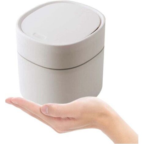 Mini Poubelle avec Couvercle,2 Litres,Petite Poubelle pour Bureau,Coiffeuse,Table de Chevet,Etc Polypropylène(Blanc,13x13x14cm) (1/4)