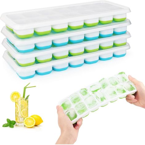 Vaschette per cubetti di ghiaccio riutilizzabili - in silicone, impilabili, senza BPA, set da 4 (1/5)