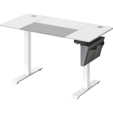 Bureau assis debout électrique 60 x 120 x (72-120) cm table réglable en hauteur mémoire 4 hauteurs pochette cadre en acier dessus de table épais blanc