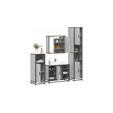 Ensemble meubles salle de bain 4 pcs chêne fumé bois ingénierie (1/5)