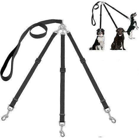 Laisses 3 en 1 pour chiens, avec coupleur détachable et réglable, en nylon résistant et durable, pour promener un, deux ou trois chiens. (1/5)