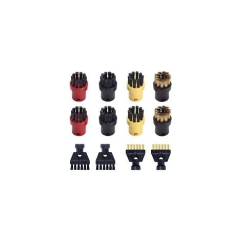 Juego de 12 cepillos accesorios para limpiadora a vapor Kärcher SC1 a SC5: 8 cepillos redondos + 4 cepillos planos para cocina, baño y alfombras - Crezuo