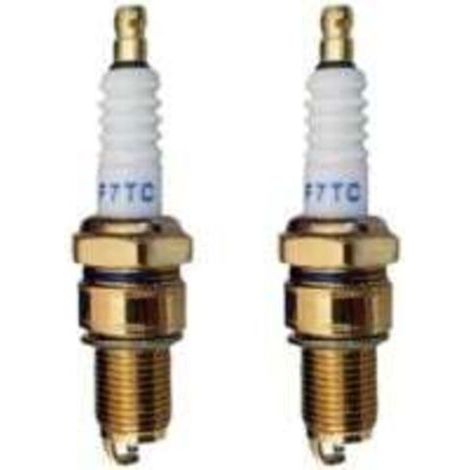Bougie D'allumage,Bougies D'allumage en Métal,Bougie D'allumage à Électrode,Bougie D'allumage en Métal à Électrode,Bougie Moteur,Bougie Tondeuse a Gazon,F7TC Bougie D'allumage 2 Pièces (1/4)