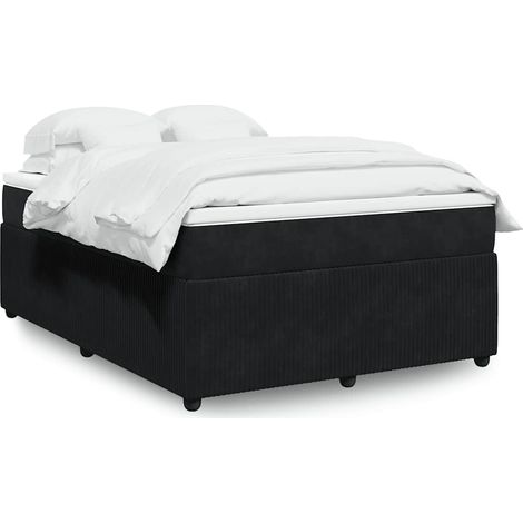 Boxspringbett mit Matratze Schwarz 140x200 cm Samt