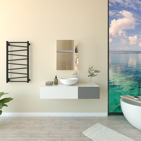 Bathroom Anthracite wooden mirror cabinet,700400130mm equipped with explosion-proof high-definition mirror door