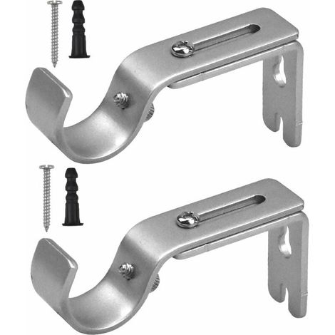 Support De Rideau - Réglable 9 À 12 Cm - Pour Tube De 25 Mm - Fixation Murale - Lot De 2 (1/5)