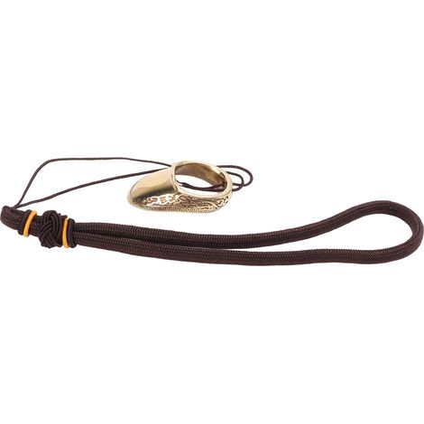 Anneaux de pouce pour le tir à l'arc, protection optimale, motif gravé, protège-doigt en laiton avec cordon anti-perte, idéal pour la chasse en extérieur (16 mm). (1/5)