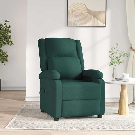 vidaXL Sillón reclinable eléctrico tela verde oscuro (1/5)