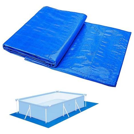 Rechteckige Poolbodenmatte, blau, faltbar, wasserdicht, als Poolboden- und Schutzmatte geeignet für 295 x 206 cm Pools (1/5)