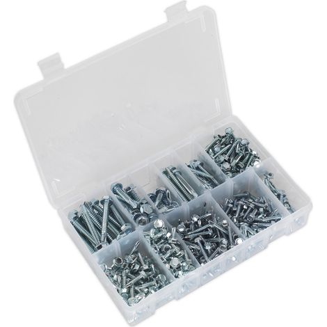 Sealey Self-Drilling Screw Assortment 410pc Hex Head Zinc AB061SDH (1/4)
