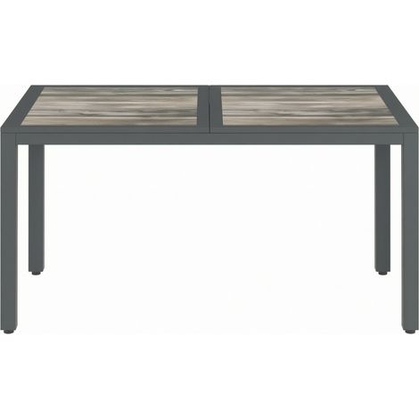 Mesa de jardín exterior 140 x 80 x 72 cm gris oscuro con estructura de acero galvanizado (1/5)