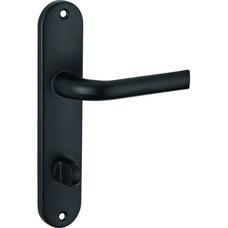 Thirard – Ensemble de poignées de porte de salle de bain Leto – Aluminium noir – Carré 7mm – À condamnation pour sécurité (1/3)