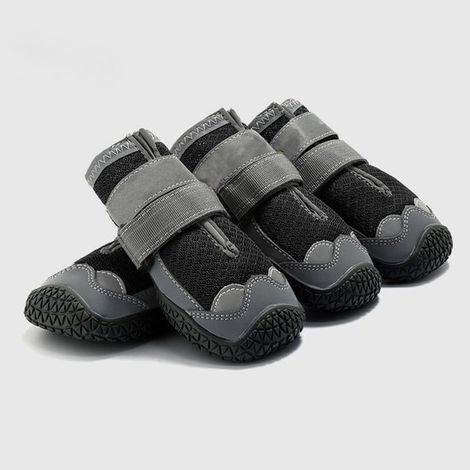 scarpe per cani, scarpe per cani traspiranti con artigli antiscivolo, scarpe per cani riflettenti per neve e passeggiate, nere, larghezza interna 4 (1/5)